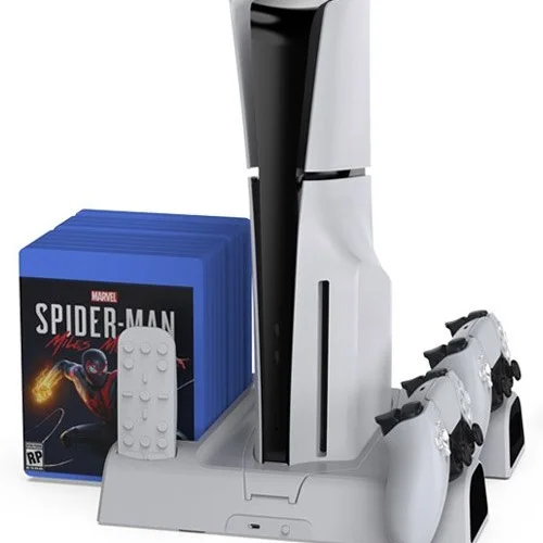 استند شارژر دابی مدل TP5-3532D رنگ سفید مخصوص PS5 اسلیم , فت و پرو