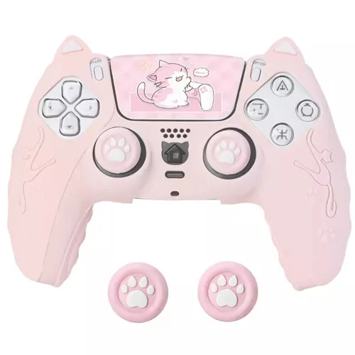 کاور دسته PS5 صورتی طرح گربه ای